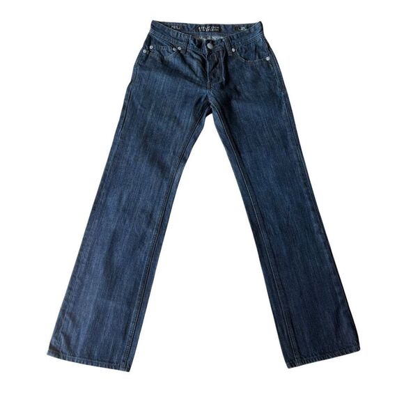 Affliction Jeans Mens 28x30 Blue Ace Slim Straight Button Fly Wrinkle Rinse Wash - Picture 1 of 9